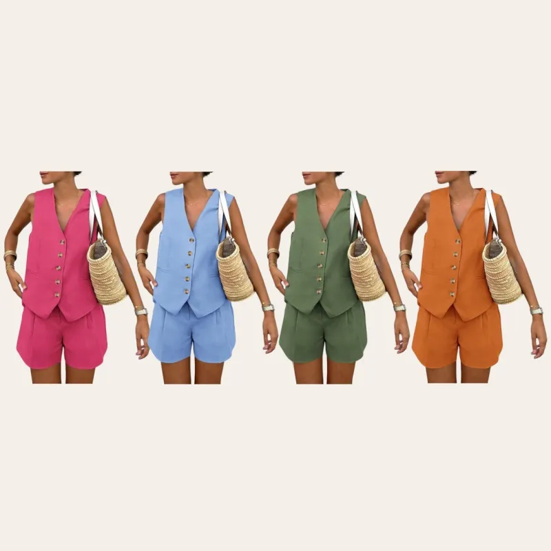 Women's Sleeveless V Neck 2-Piece Outfit (Just $3 a set!)