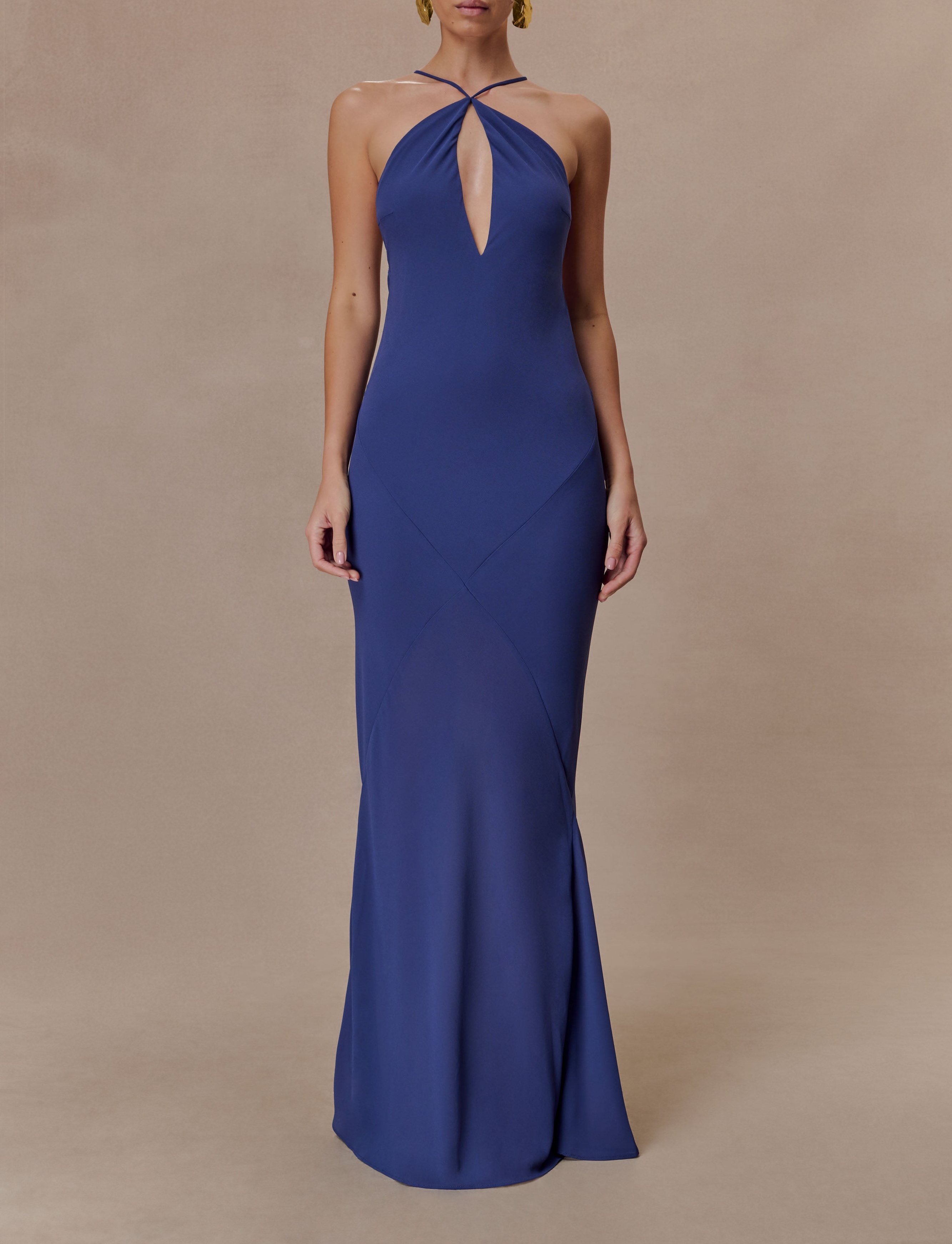 Ink Slip Halter Maxi Dress