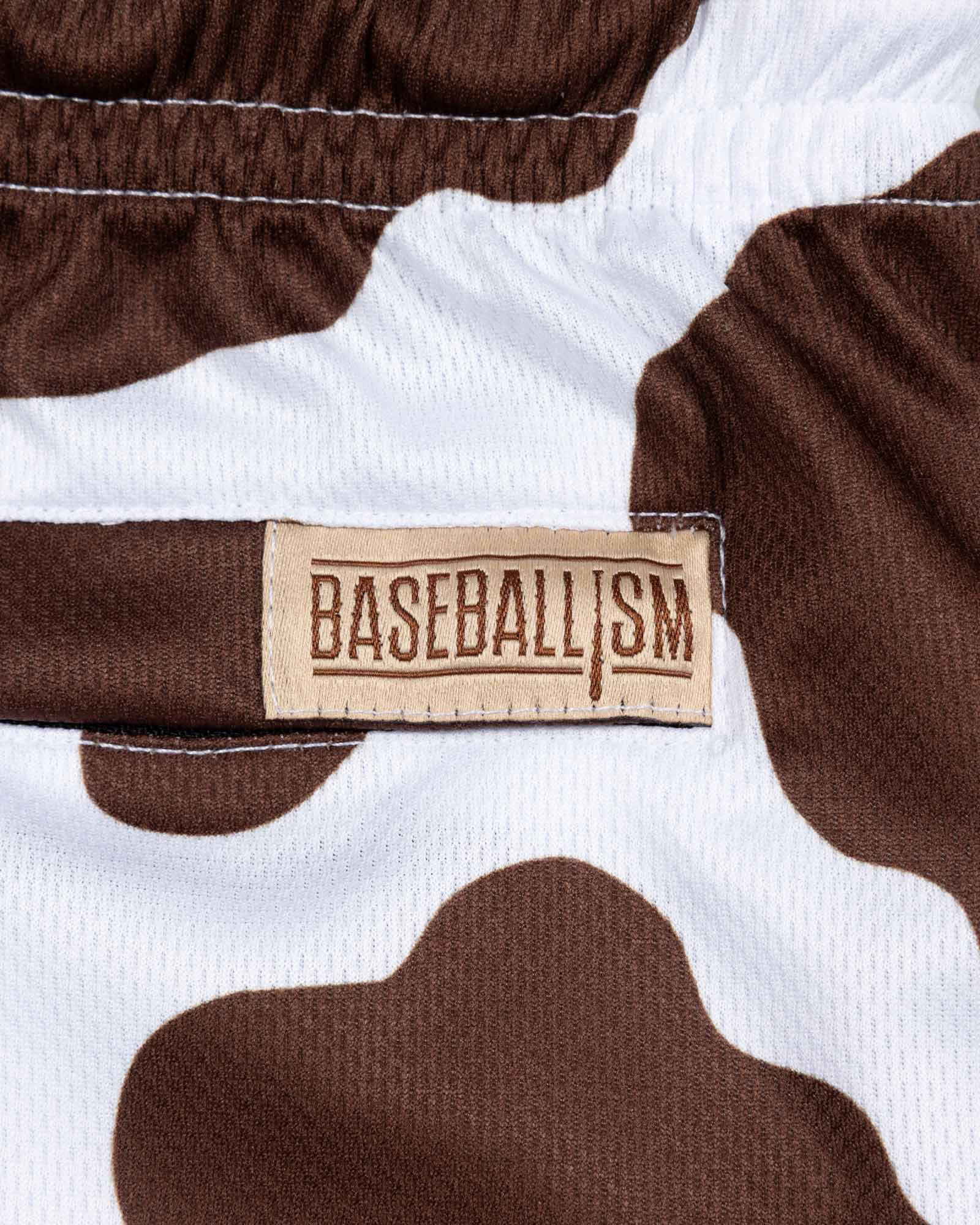 Moo Milk Cow Print Diamond Air Mesh Shorts (Brown) - Youth