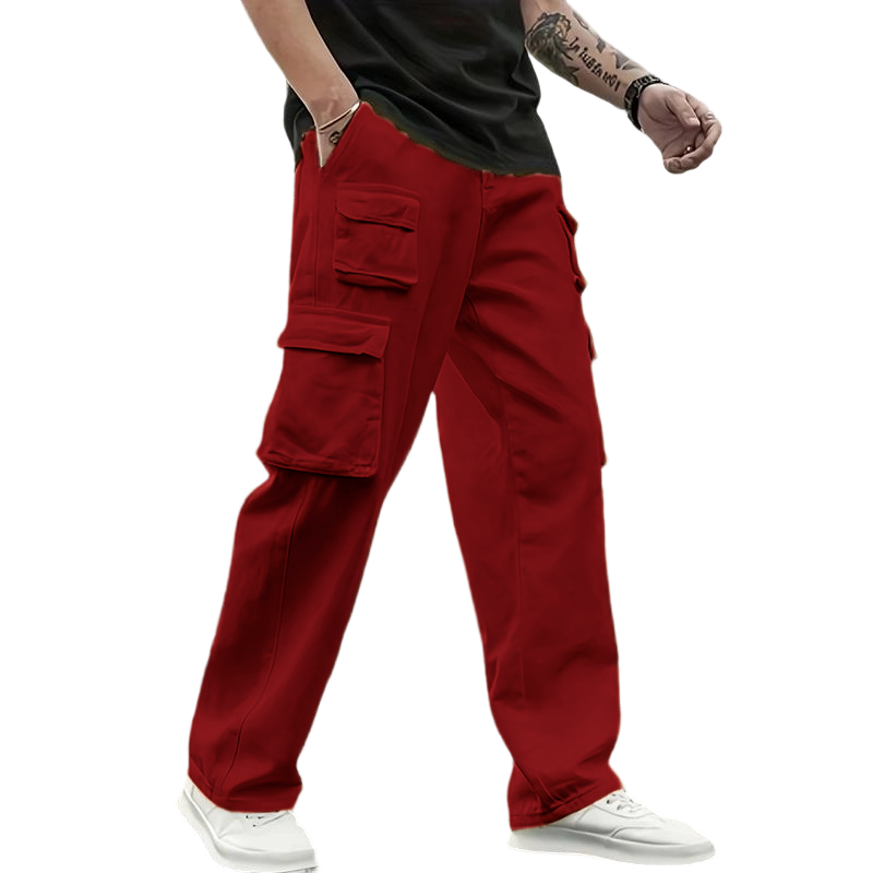 Men's Multi-Pocket Cargo Joggers, Solid Color Lightweight Casual Pants