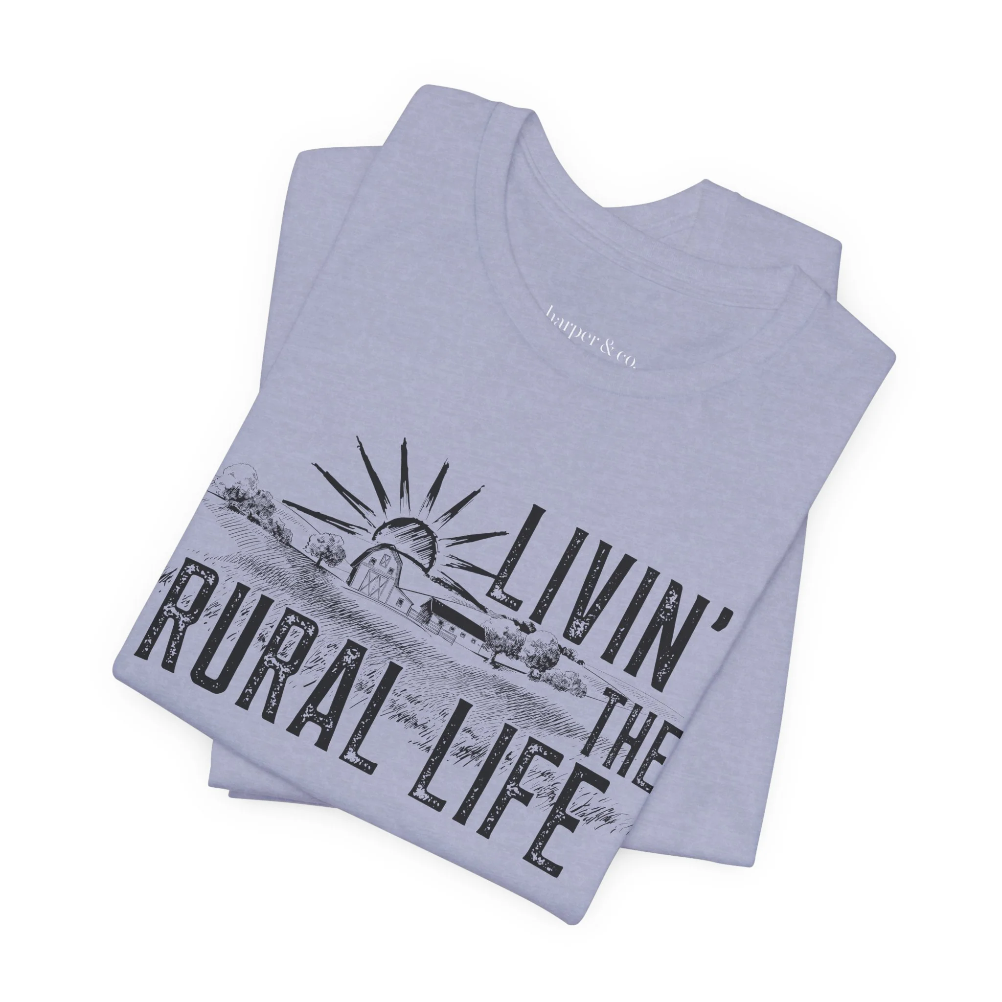Living the Rural Life (black graphic) Bella Canvas Unisex Jersey T-Shirt - Multiple Colors