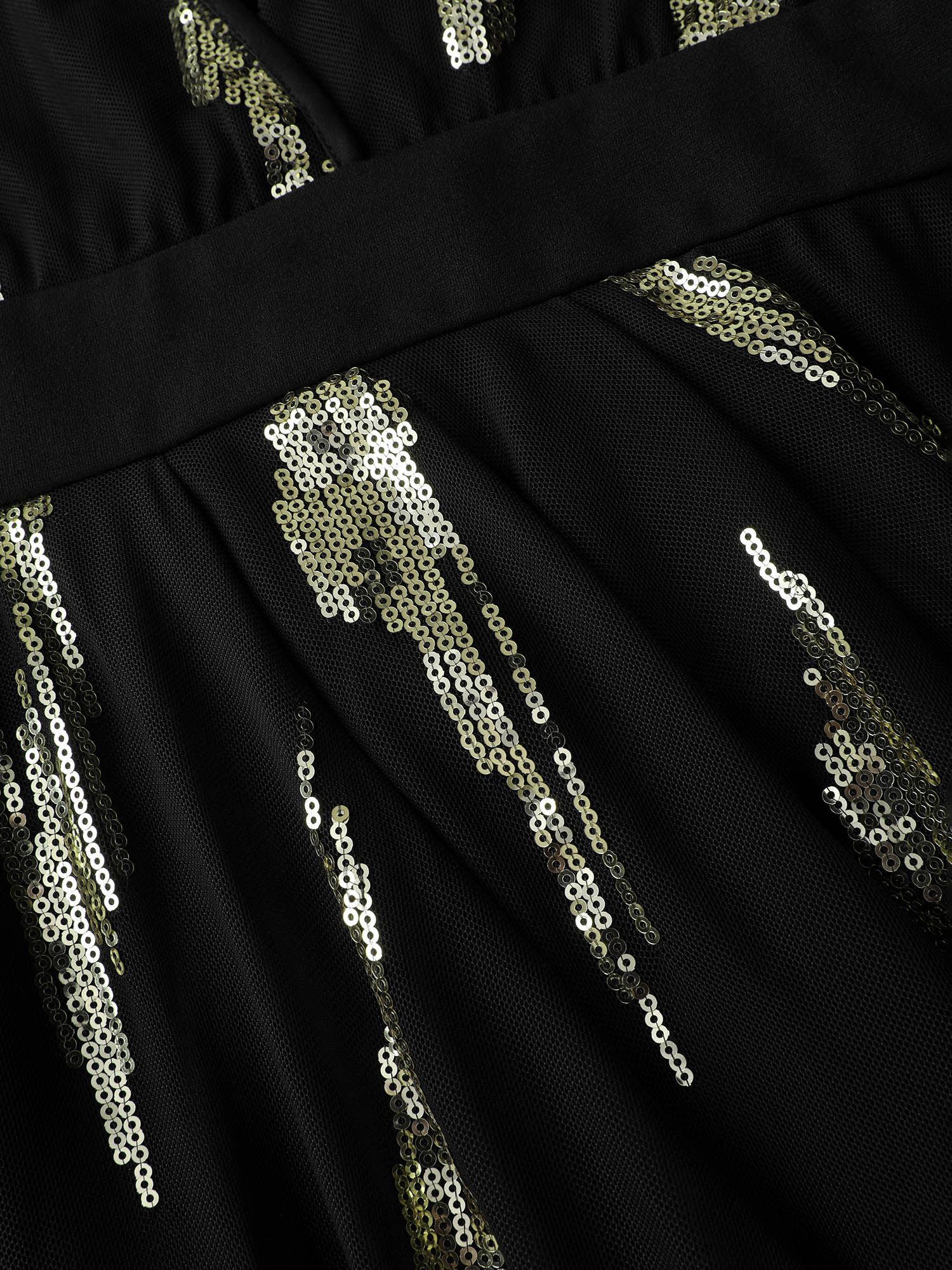 Sequin Embroidery Pleated Waist Mini Dress