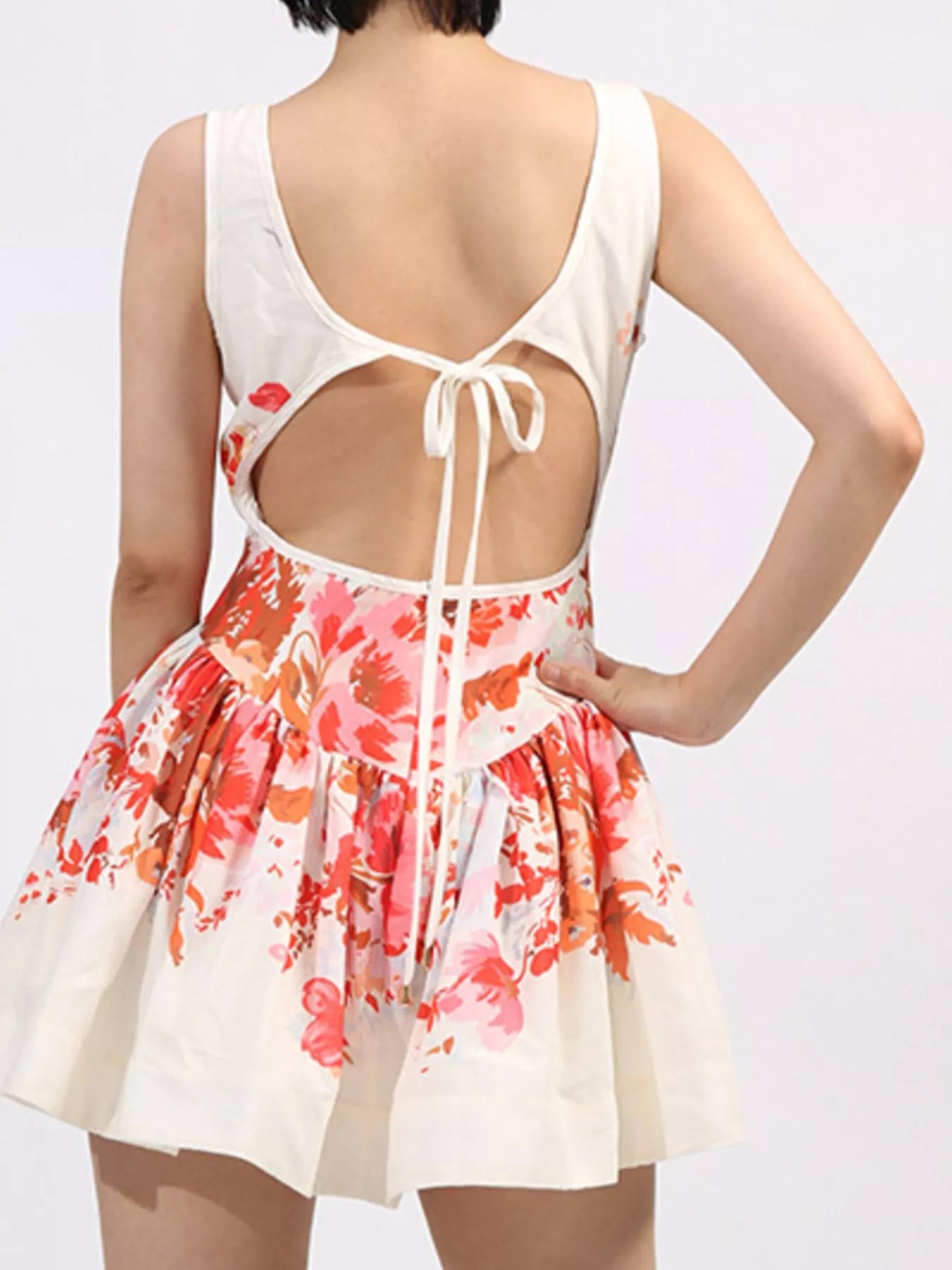 Floral Print Sleeveless A-Line Mini Dress