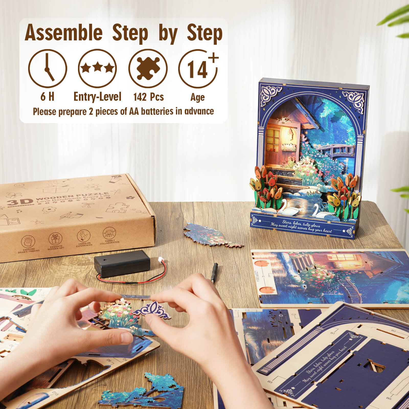 Nocturne at Starlake â€“ DIY Wooden Painting, 3D Puzzle Craft Kit