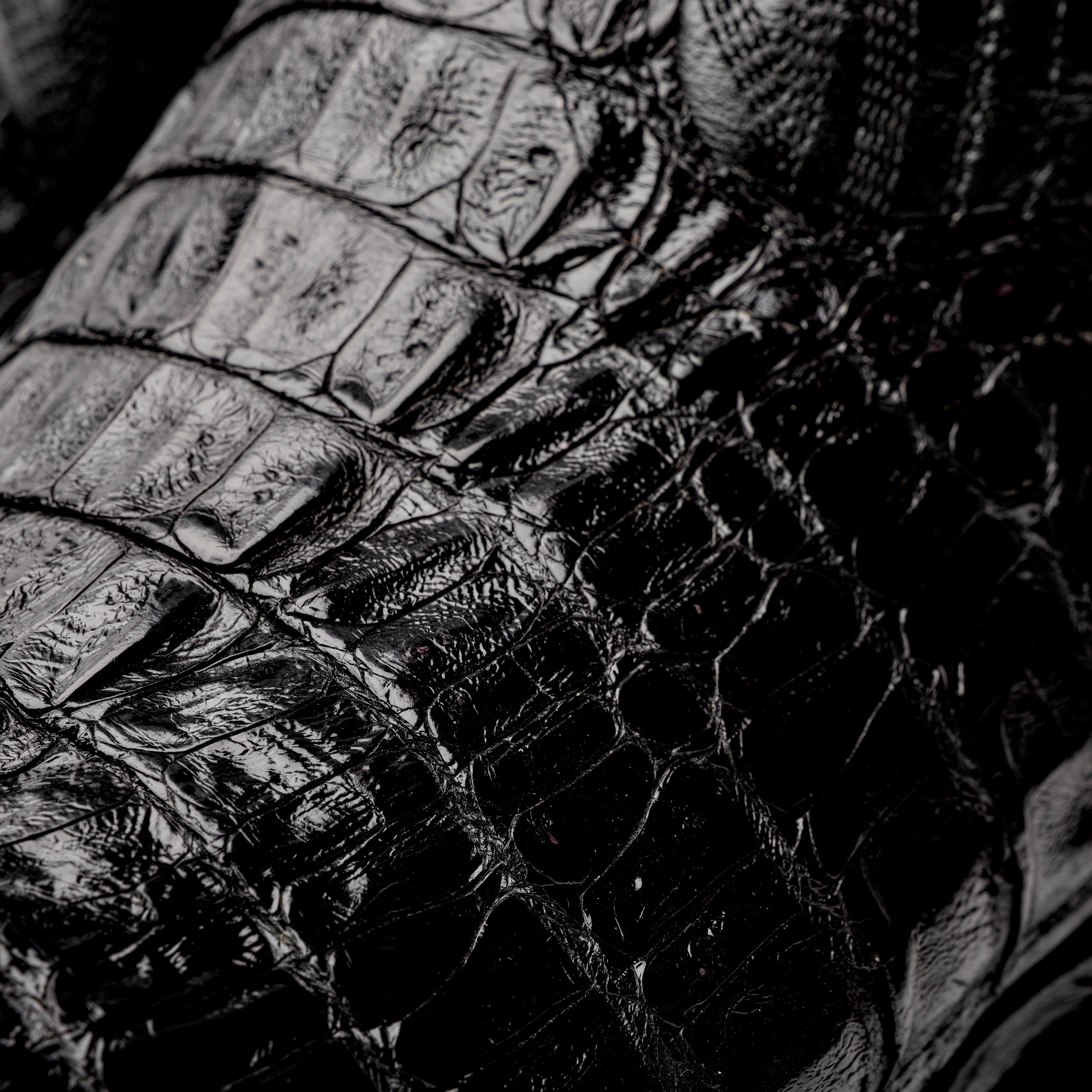 Black GENUINE Caiman Tail Boots - French Toe