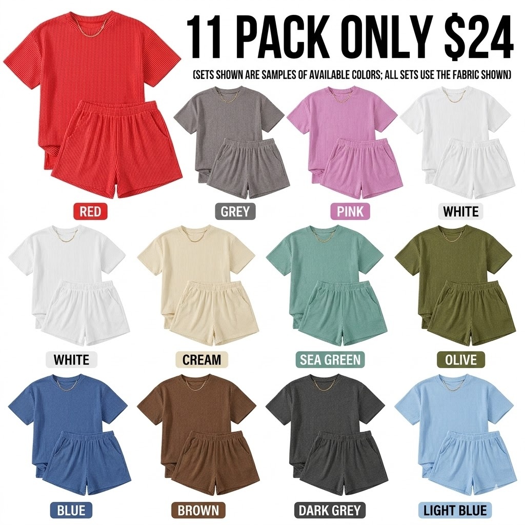 Women's Summer Short Sleeve Twisted Thread Shirt & Shorts with Pockets Casual Pajamas Ribbed Textured Outfit Matching Lounge Set