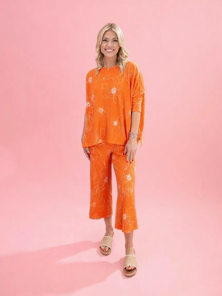 Ruffled floral pattern loose suit