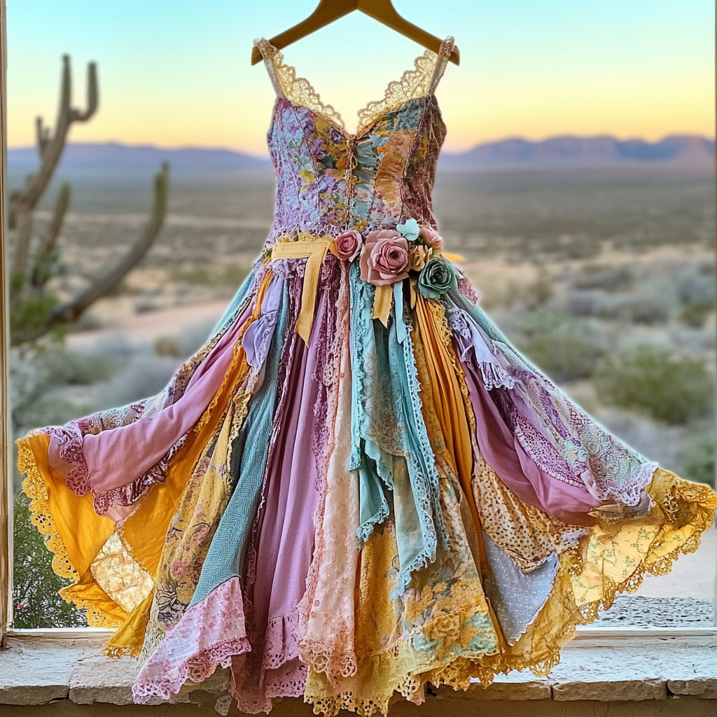 Windowsill Summer Romantic Lace Ruffle Midi Dress 37b5