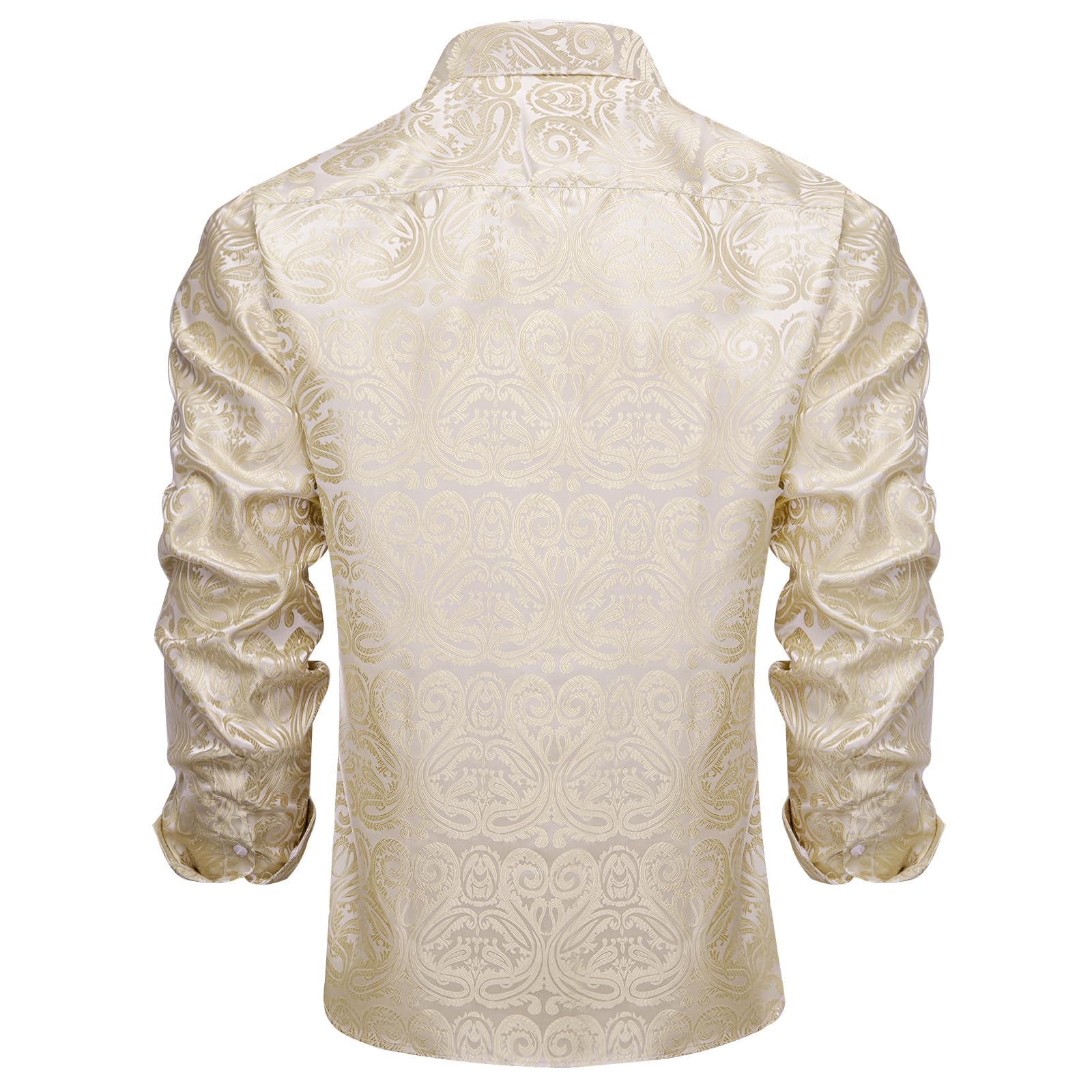 Men's Paisley Dress Shirt Long Sleeve Wrinkle Free Button Down Cowboy Shirts - Champagne&paisley