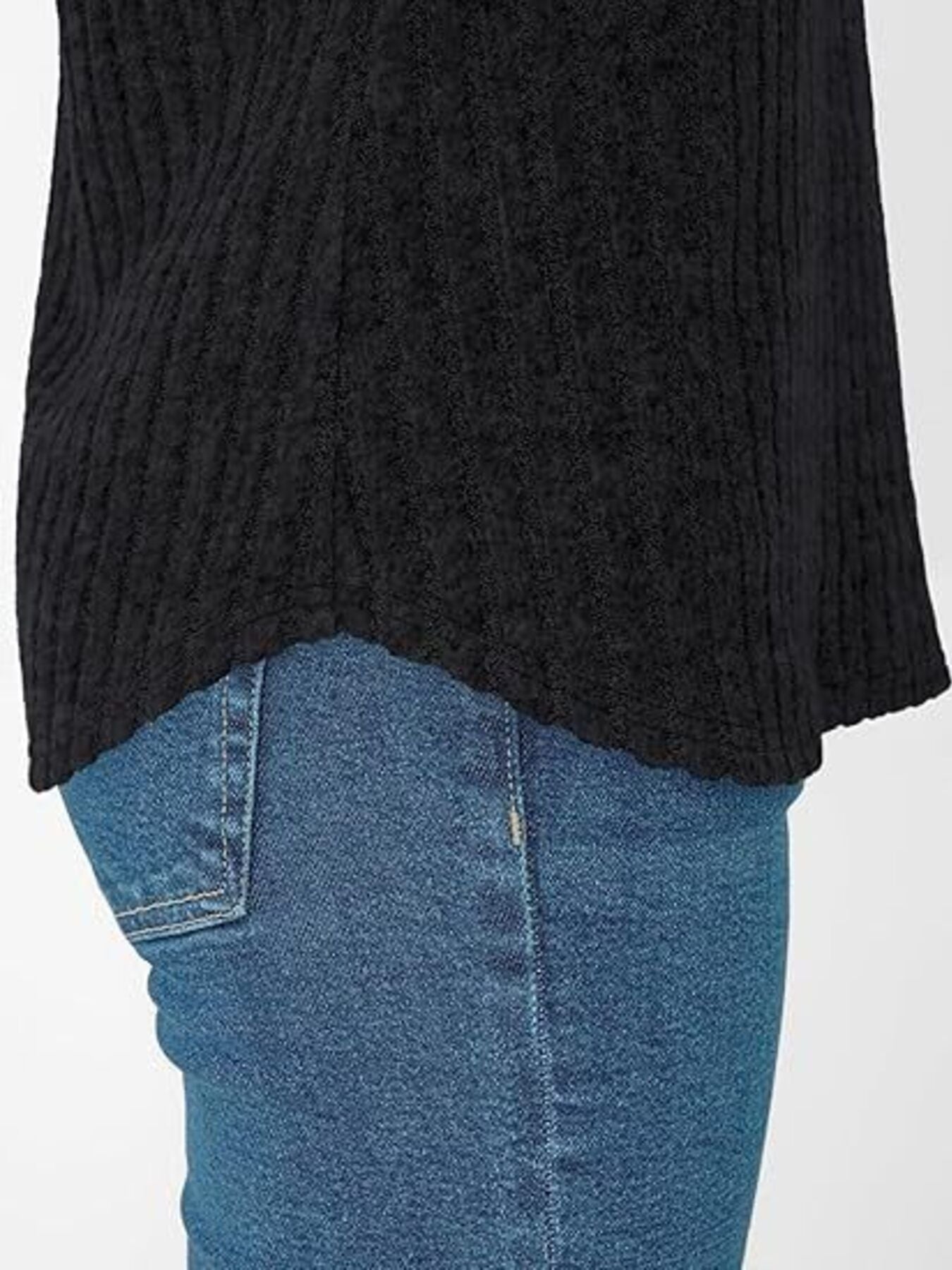 Ribbed Knit V-Neck Relaxed Fit T-Shirt
