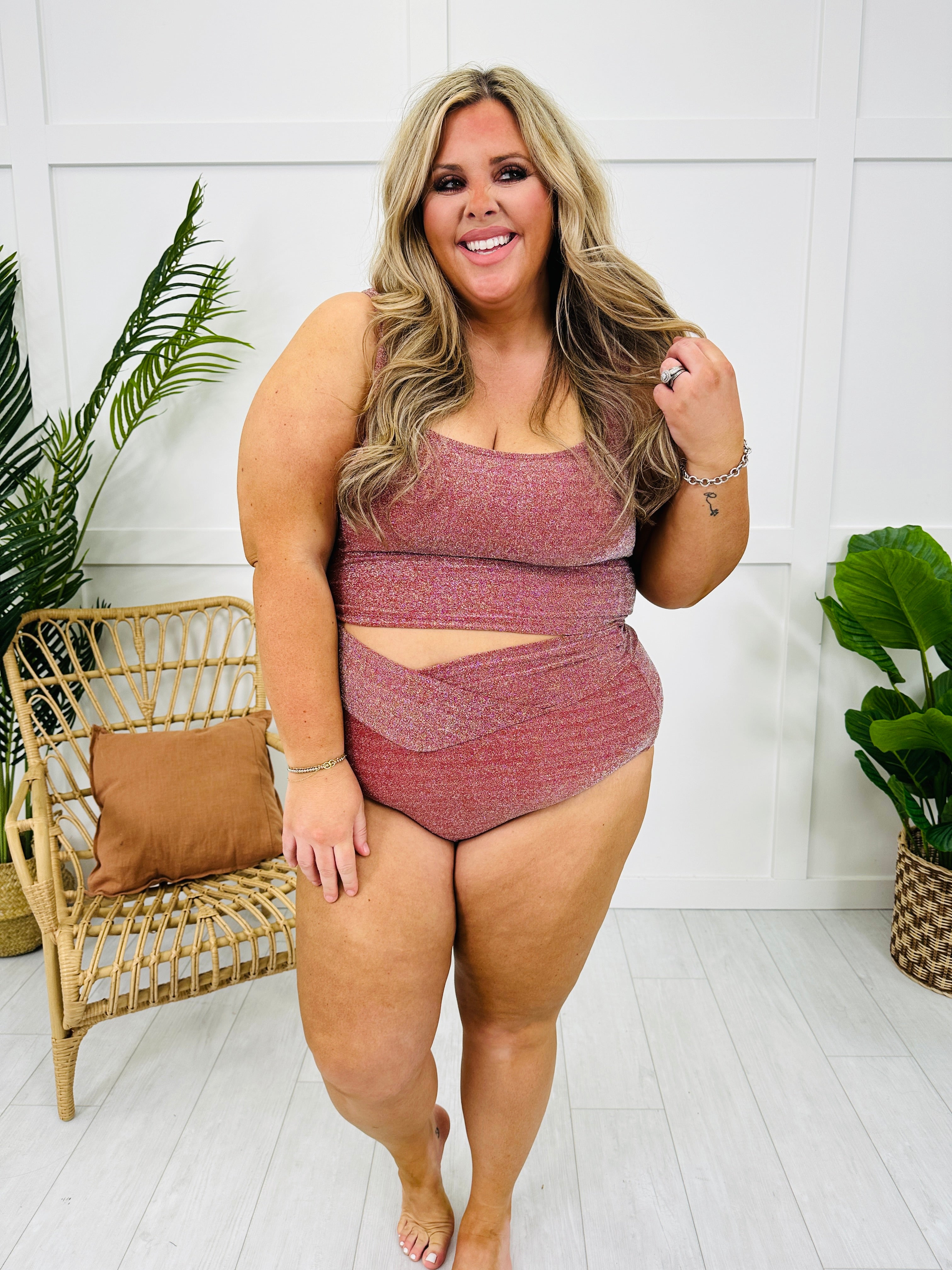 The Olivia Swim Top in Cranberry Shimmer