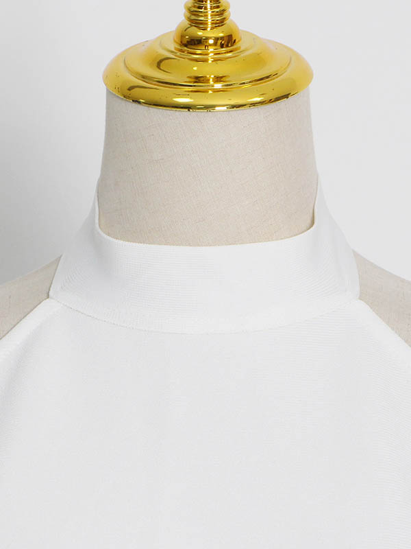 Original Sleeveless Irregularity Solid Color High-Neck T-Shirt Top&Pleated Skirt Bottom Two Pieces Set