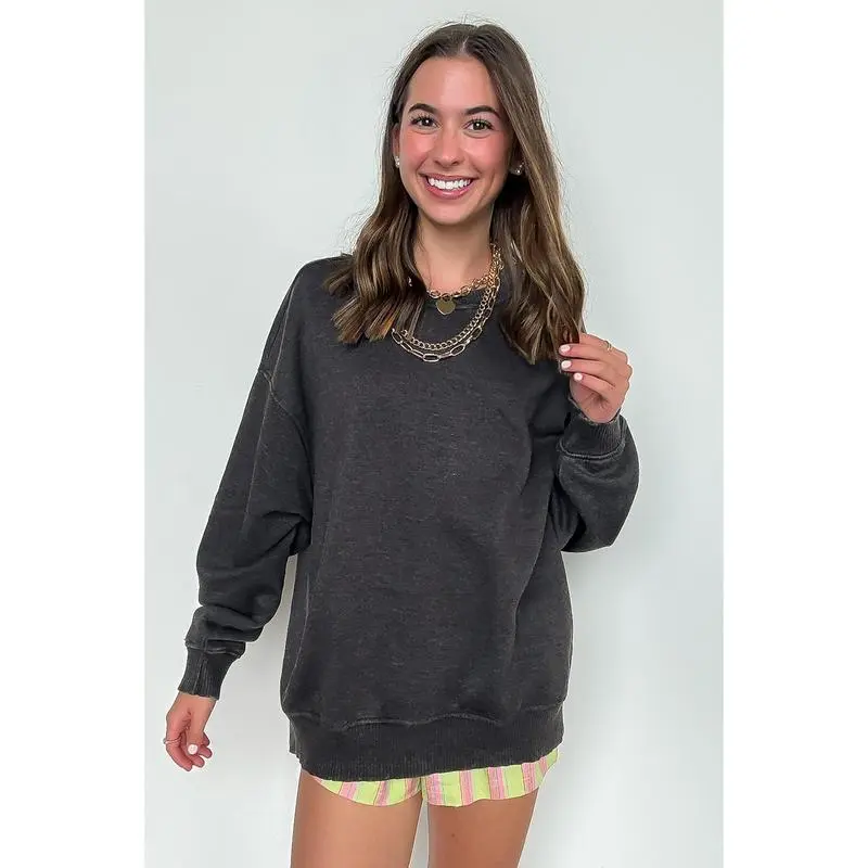Cozy Vibes Acid Wash Oversized Pullover