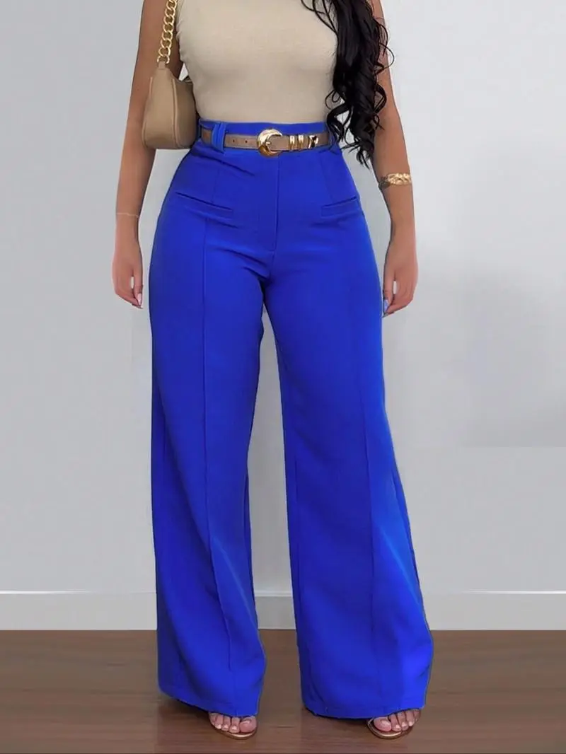 Women's Plain Pocket Wide Leg Fit Pants