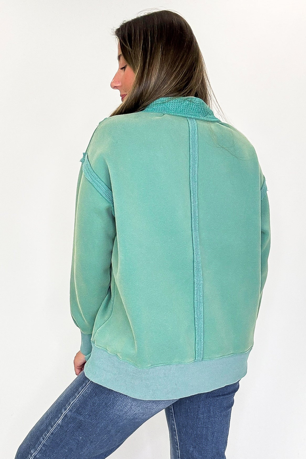 Cozy Thermal Placket Sweatshirt