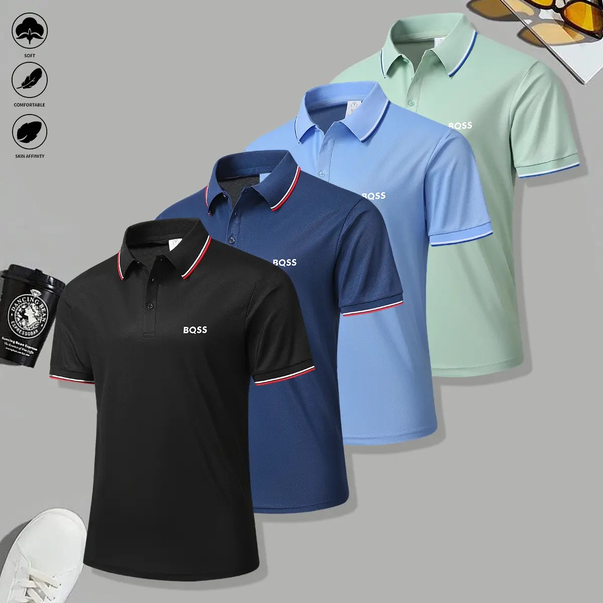 Men’s 4‑Pack Breathable Short‑Sleeve Polo Shirts — Everyday Classic Comfort