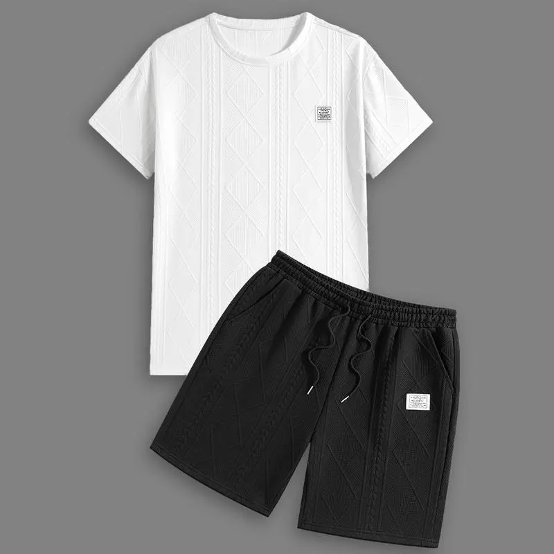Men's Summer Casual Sports Suit 2-Piece texture Set