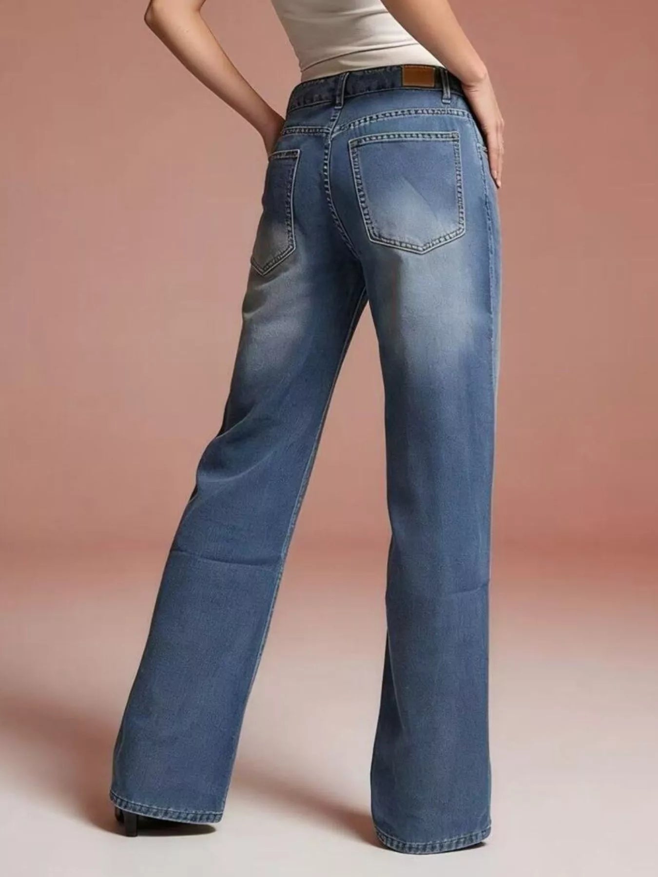 Vintage Wash Wide Leg Jeans