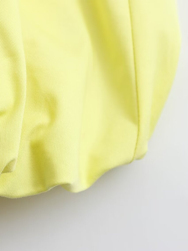 Round Neck Zipper Pocket Balloon Short Vest / Pleated Skirt