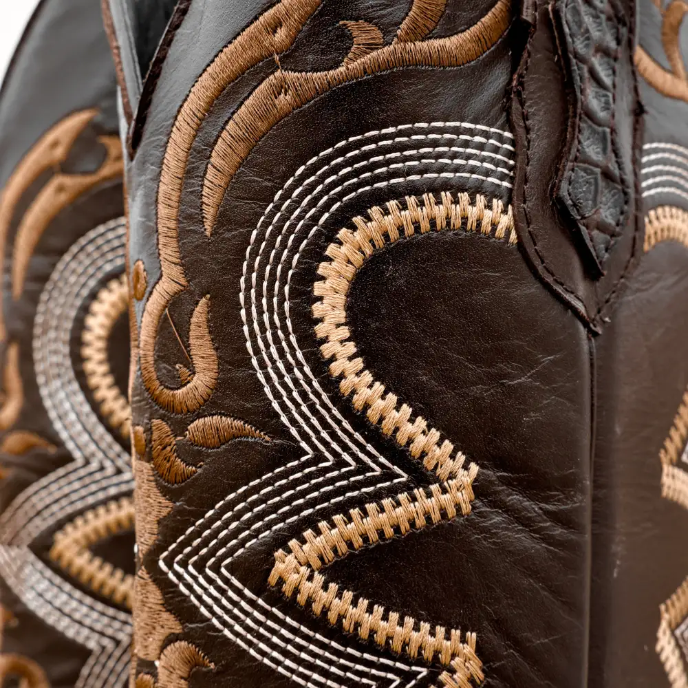 Matte Brown Python Leather Boots - Square Toe