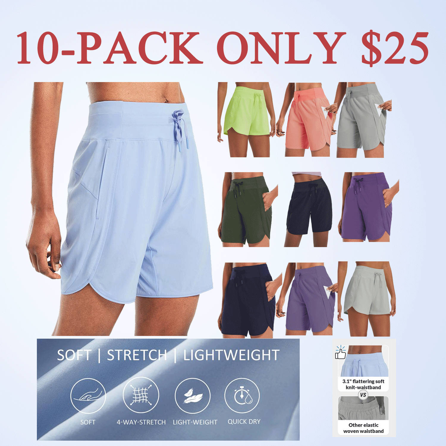 🔥Women’s High-Waist Quick-Dry Athletic Shorts (3