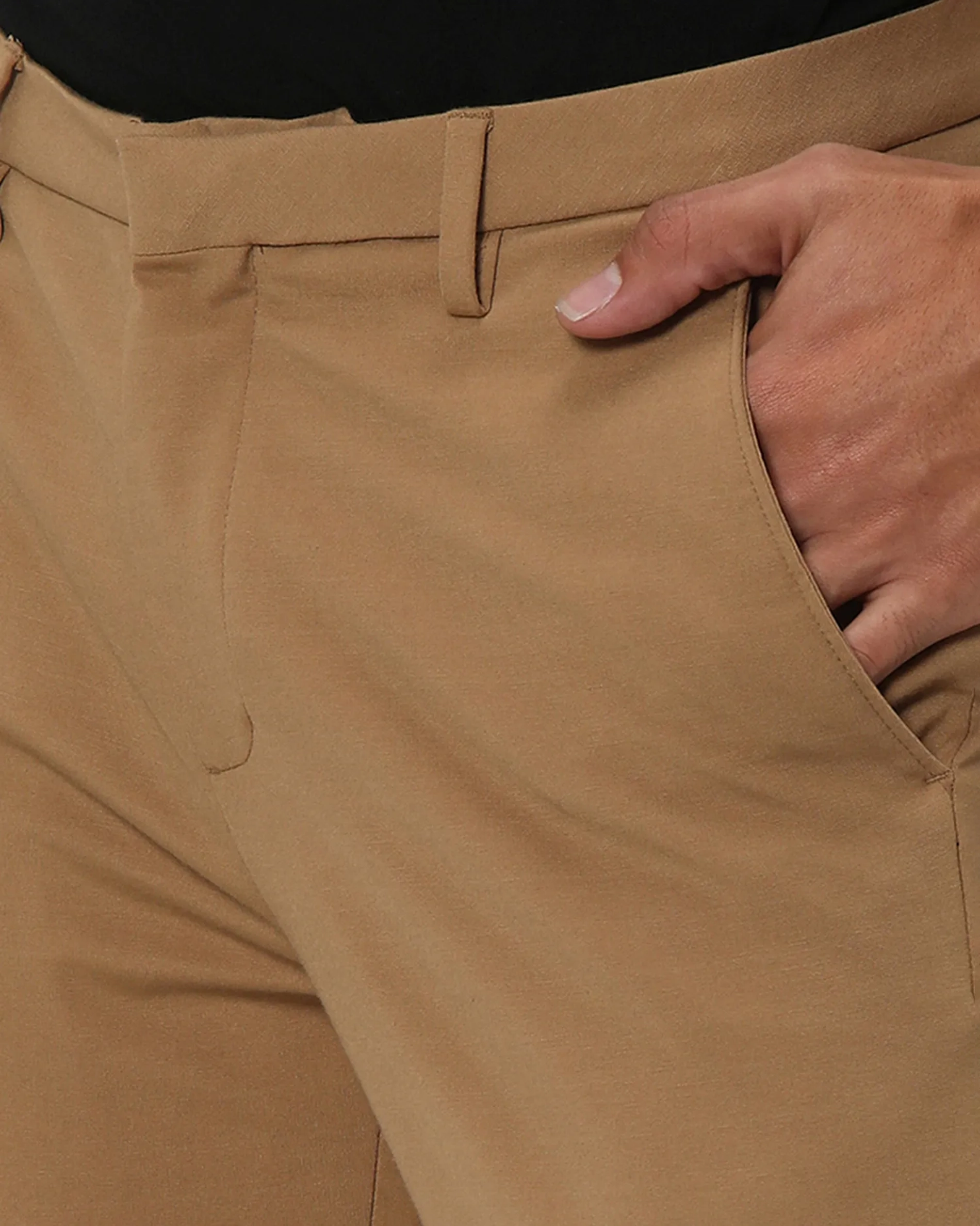 Classic Versatile Soft Slim-Fit Straight-Leg Khaki Trousers