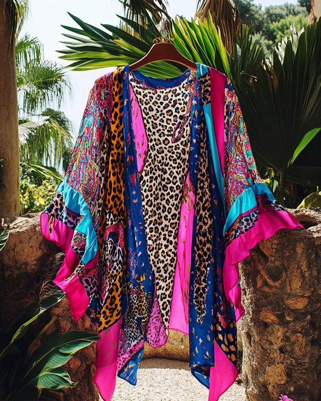 Summer vacation comfortable handmade ethnic theme print fun cardigan9cad