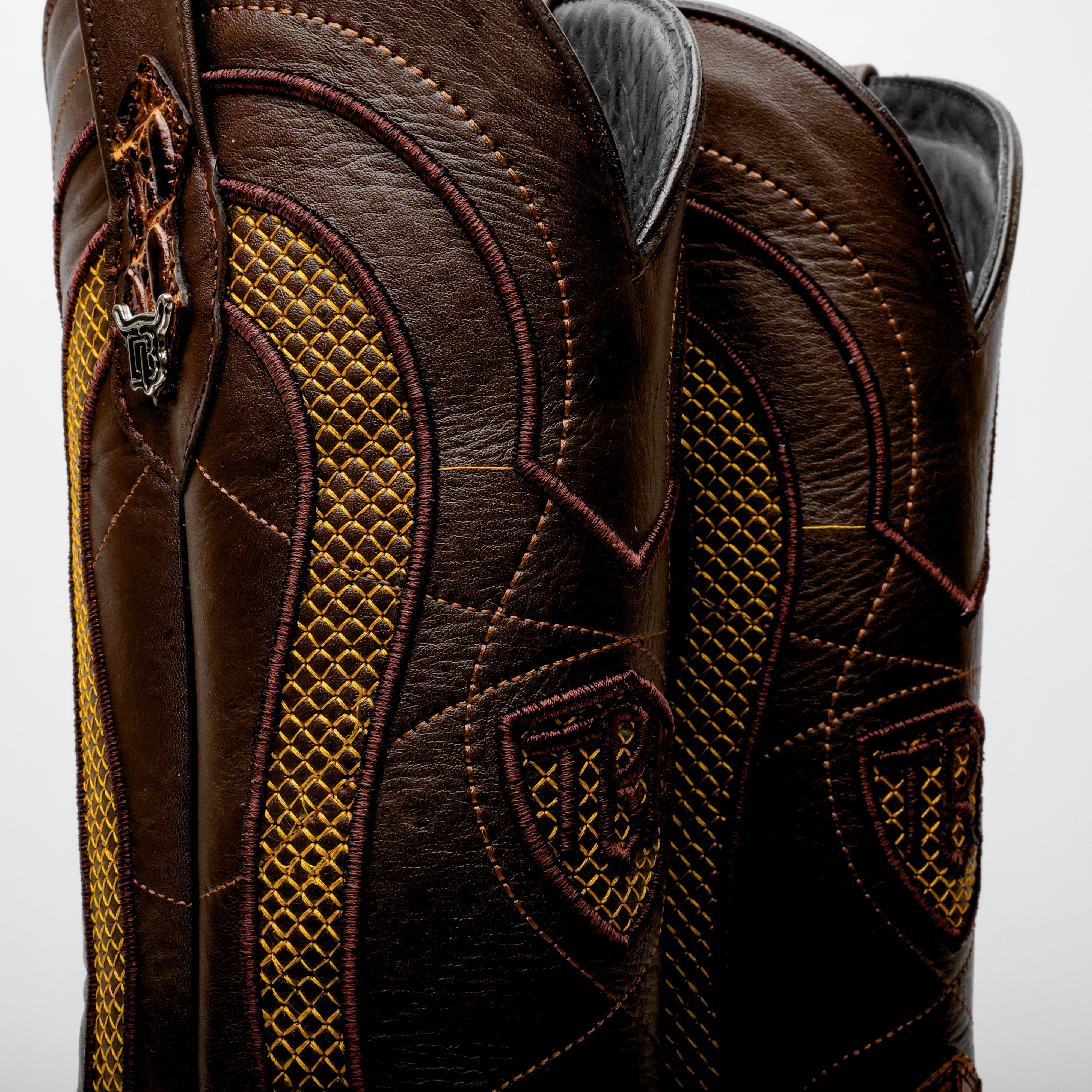 Two-Tone Caiman Belly Leather Boots - Square Toe