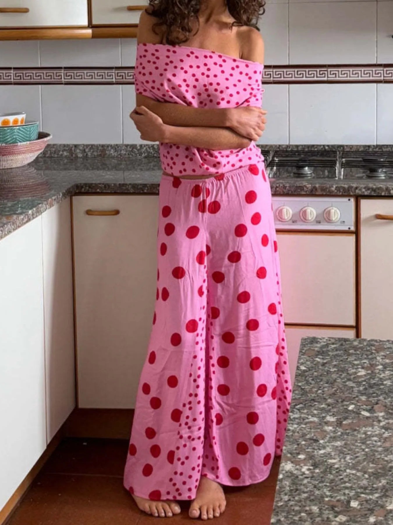 Polka Dot Top and Maxi Skirt Set