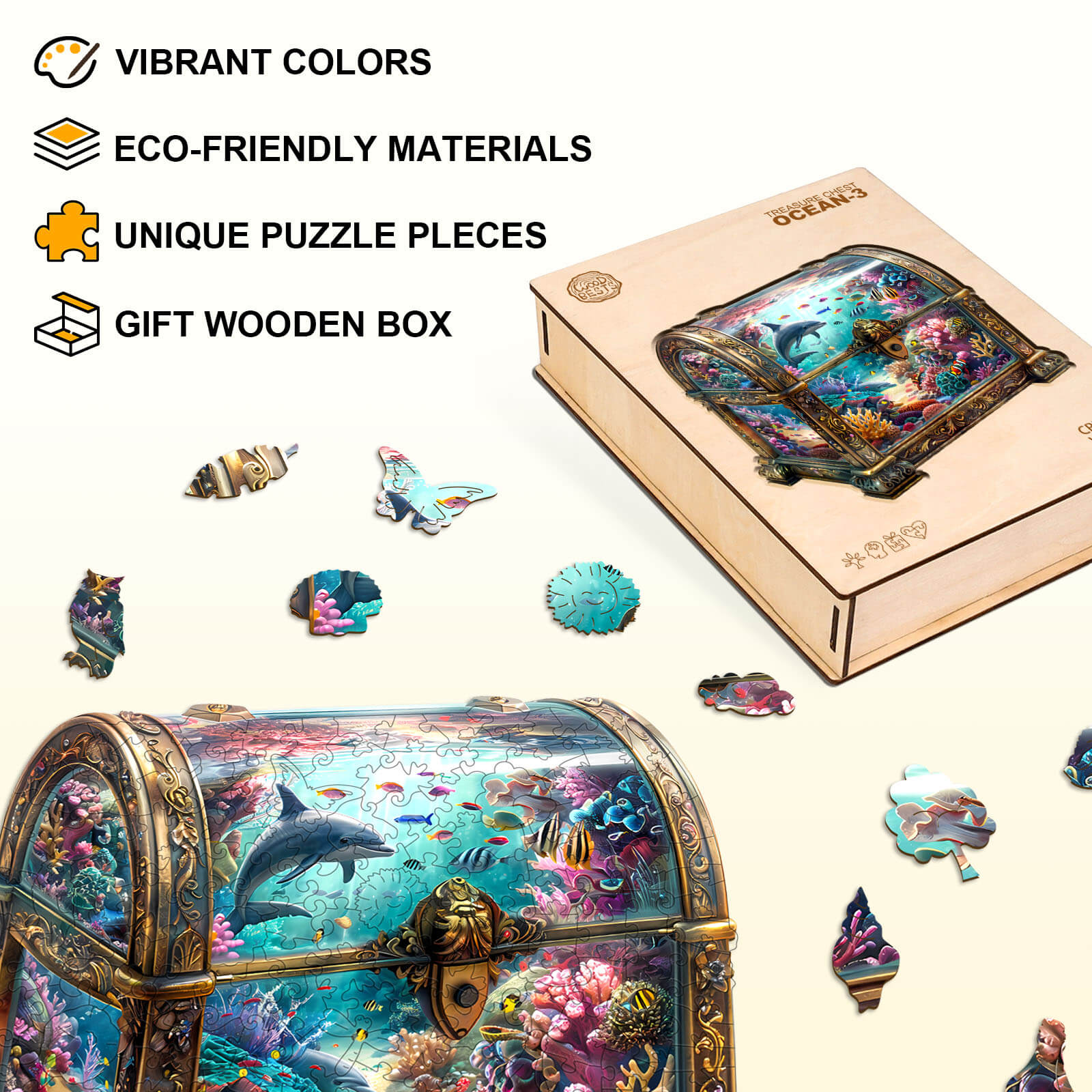 Treasure Chest Ocean-3 Wooden Jigsaw Puzzle