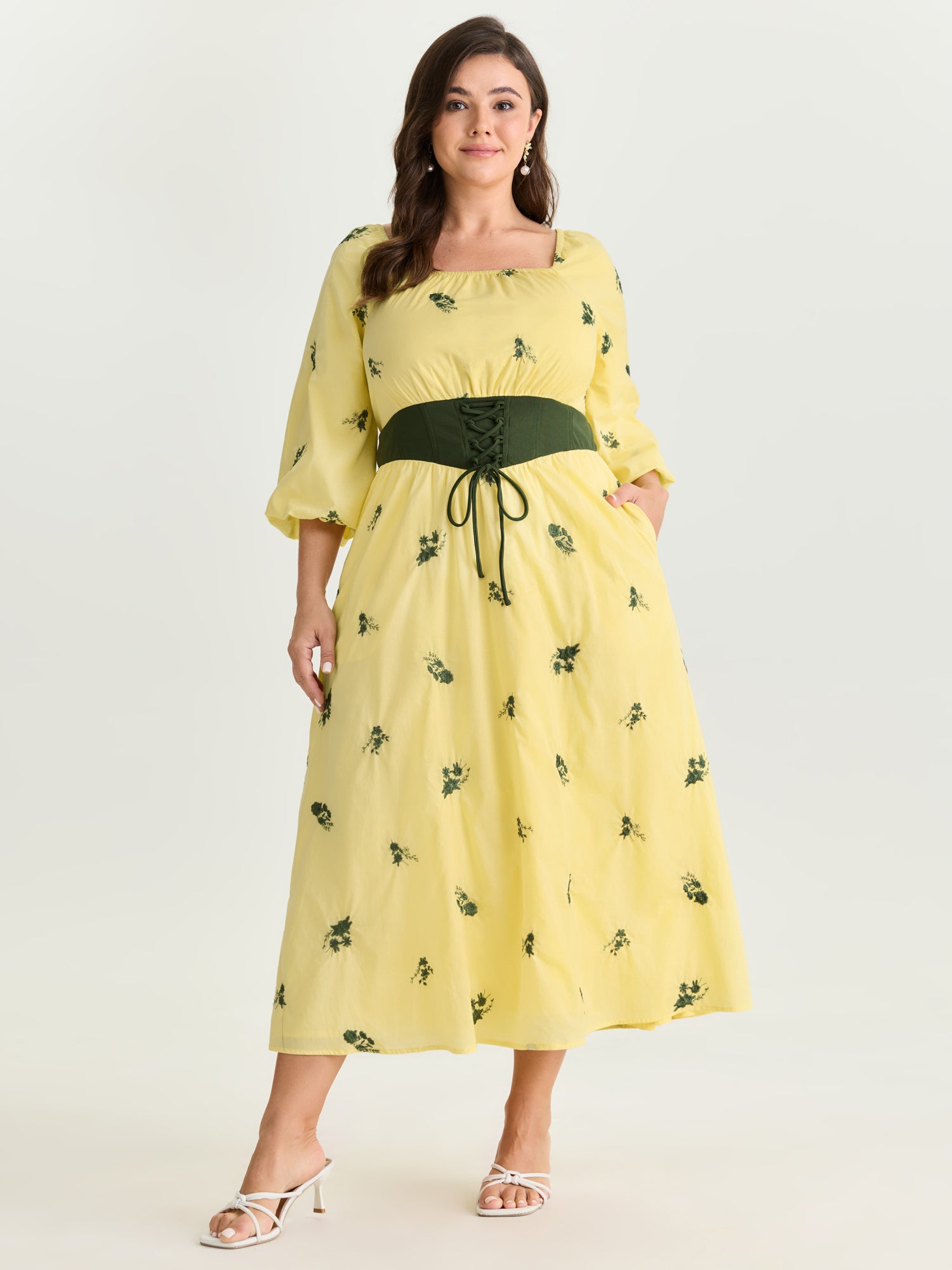 2-in-1 Embroidered Tulle Maxi Dress