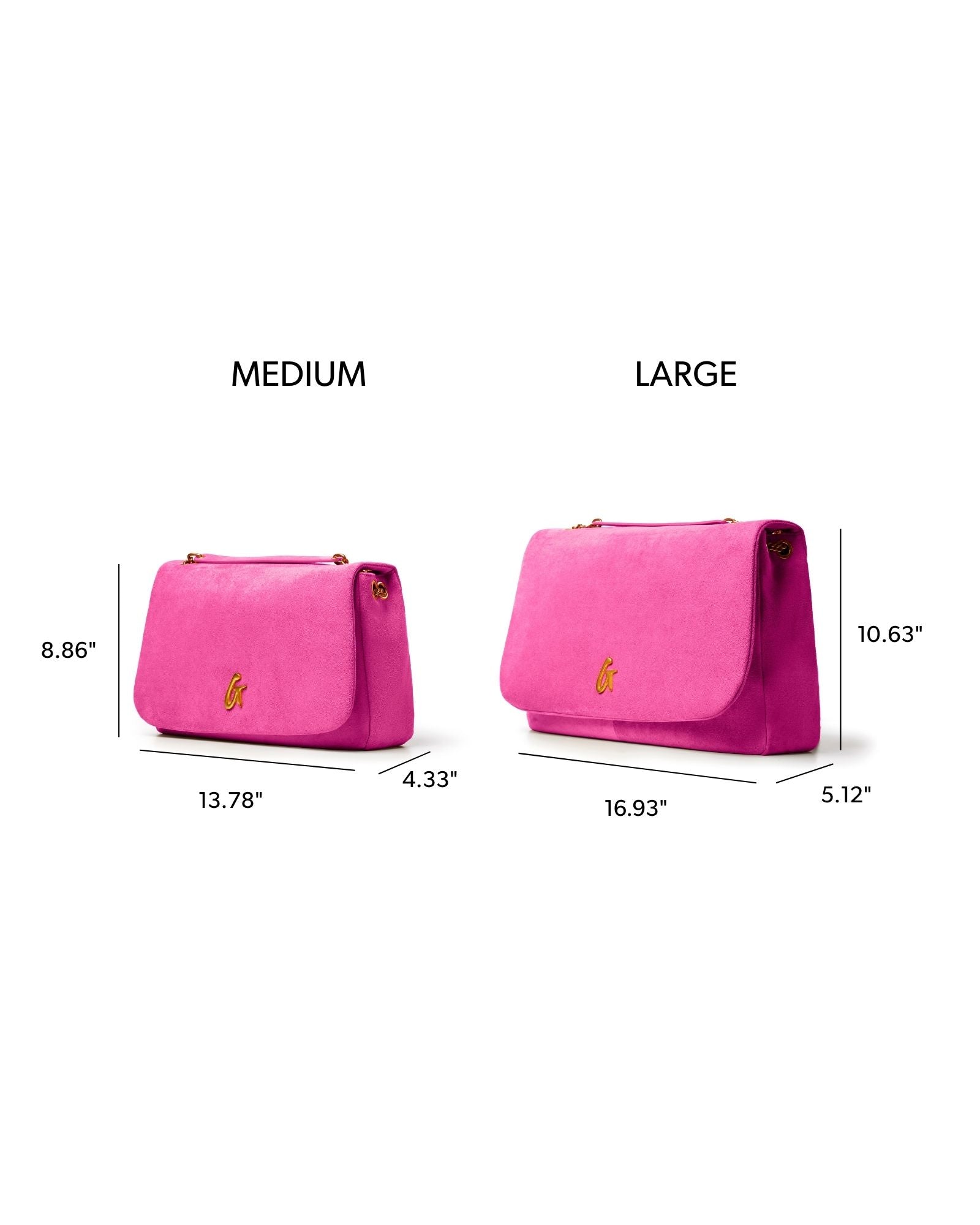 MEDIUM SUEDE FLAP BAG - HOT PINK