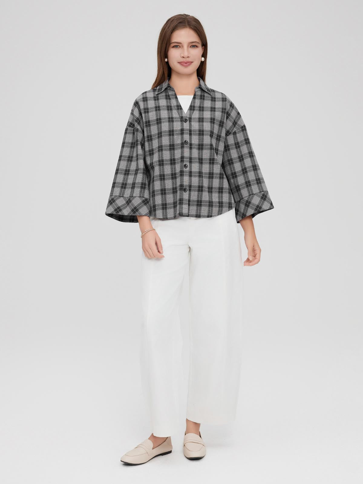 ASOBIO 100% Cotton Plaid Shirt