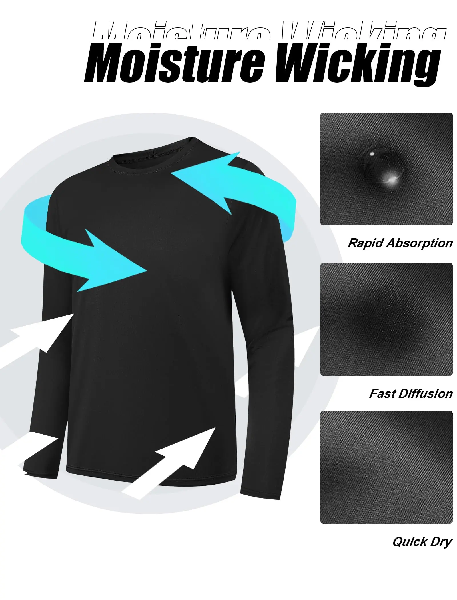 Men’s UPF Performance Long Sleeve Work T-Shirts (Moisture-Wicking & Quick-Dry)