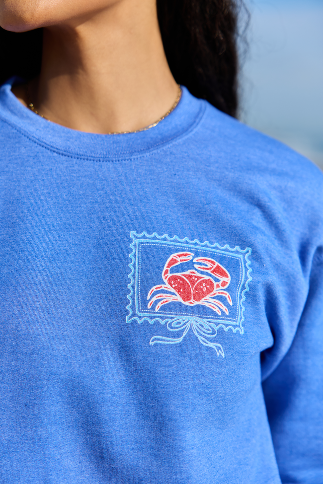 Coastal Stamps Blue Graphic Sweatshirt