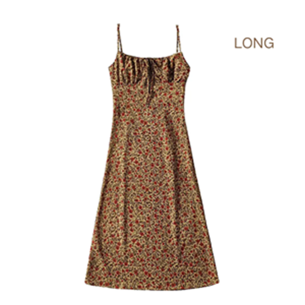 Women's Floral Dress Low-Cut Square Neck Spaghetti Strap Tie Bodycorn Dresses Casual Wear Slip with Adjustable Straps & Elastic Neckline