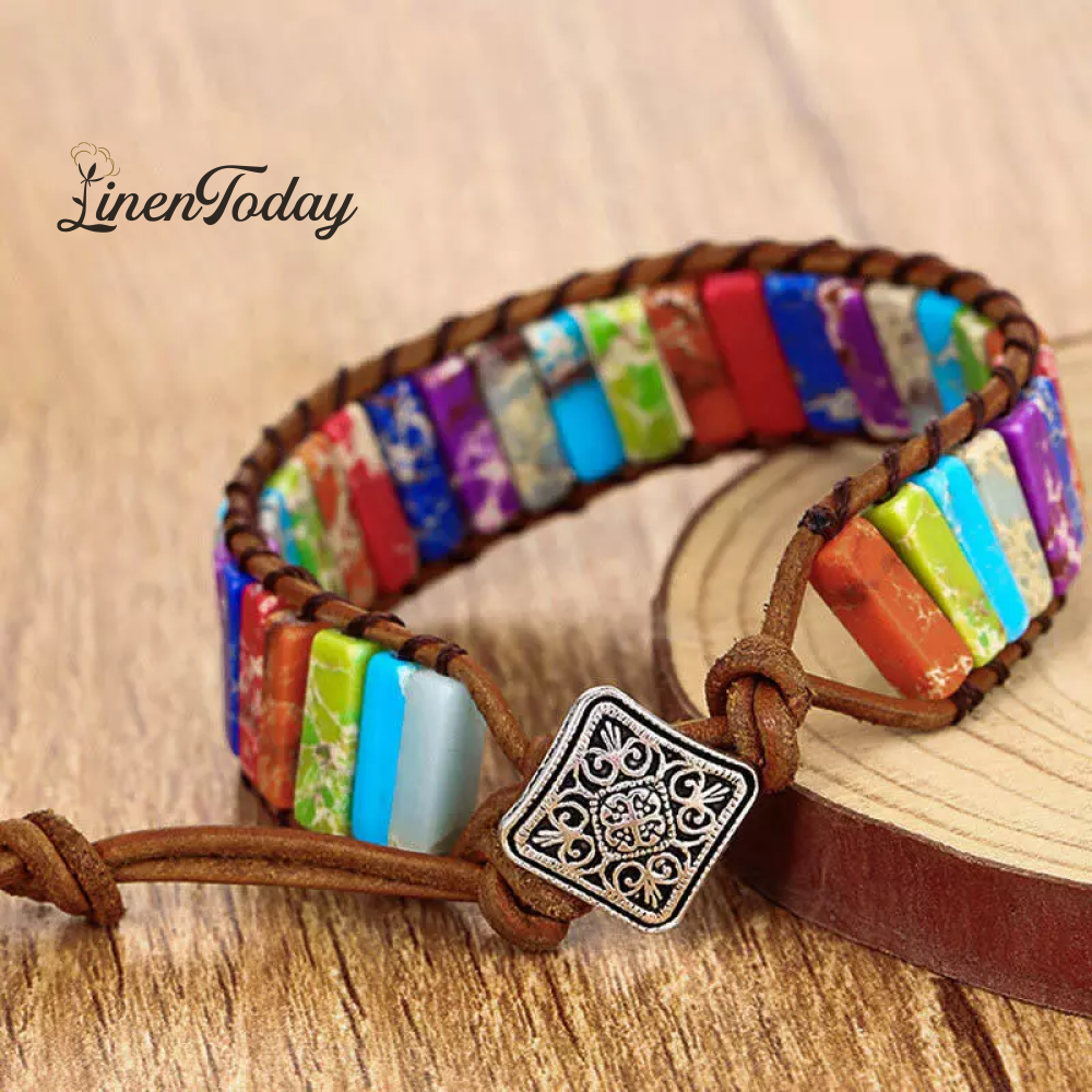 Sunflower Colorful Stone Beaded Wrap Bracelet