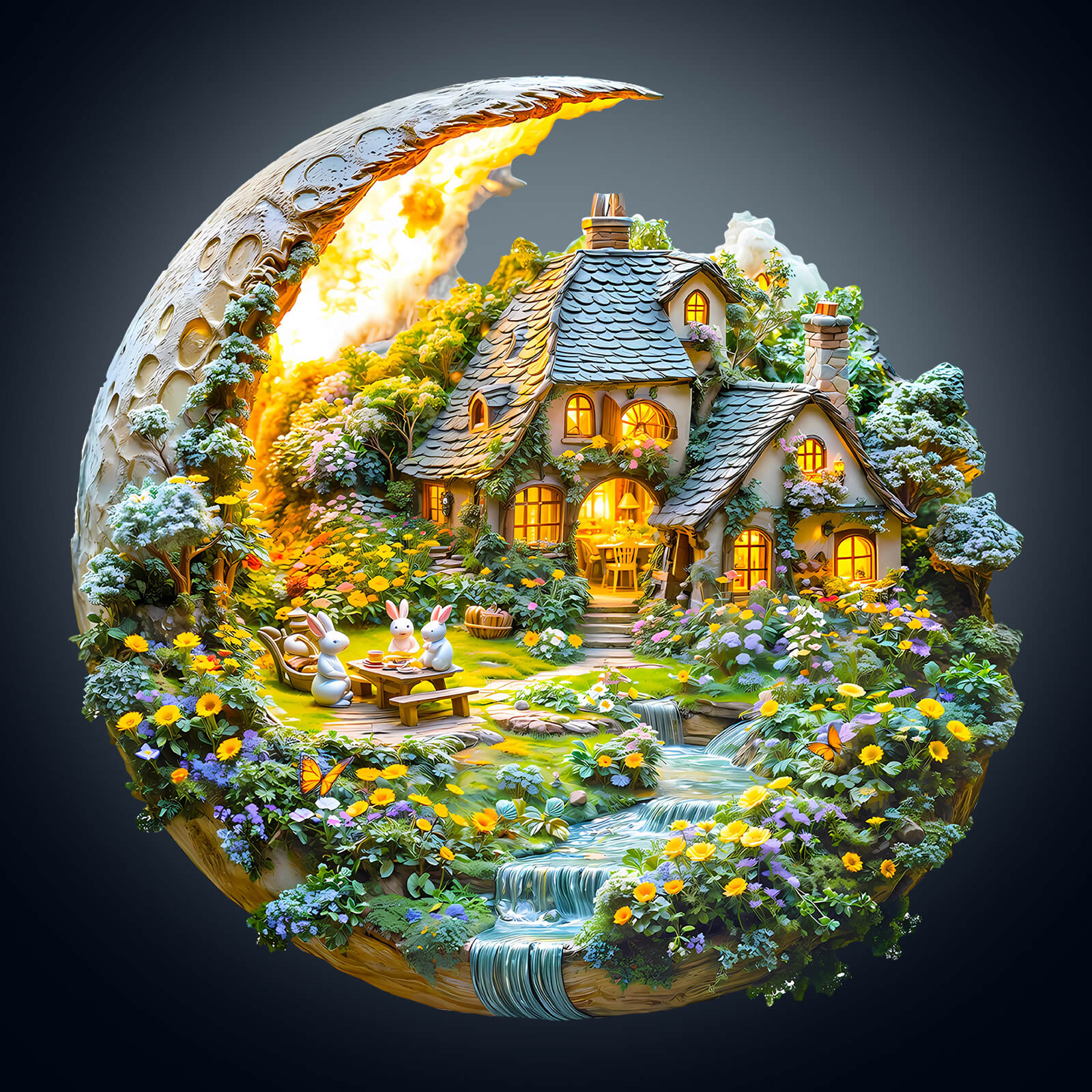 Moonlight Garden-2 Wooden Jigsaw Puzzle
