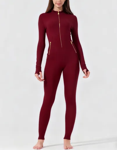 Women All-Season Zip Sports Yoga Jumpsuit