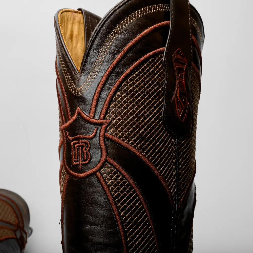 Cognac Hand-Tooled Boots - Square Toe