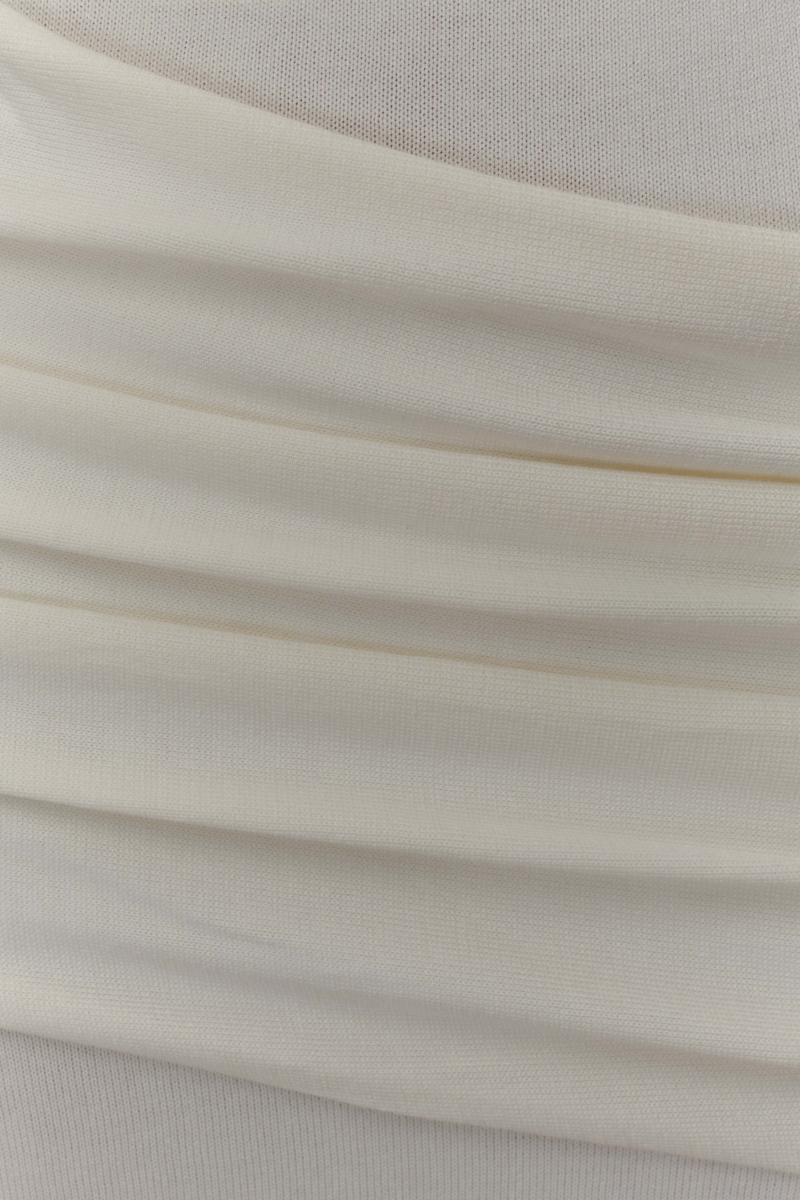 Ivory Gathered Knit Maxi Skirt