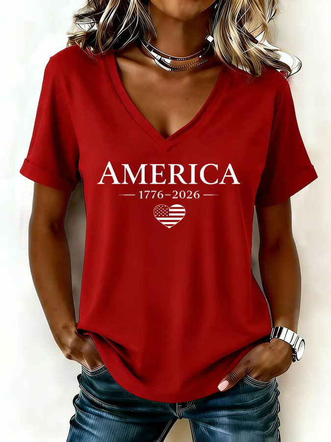 Women's Casual Retro American Anniversary T-Shirt