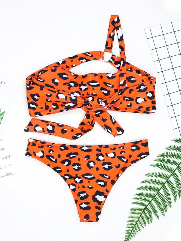 Single Shoulder Bandeau Bikinis Swimwear