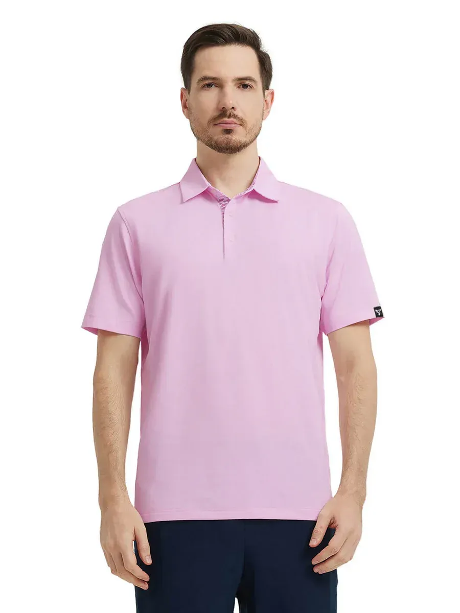 Men'S Designed Collared Solid Performance Polo