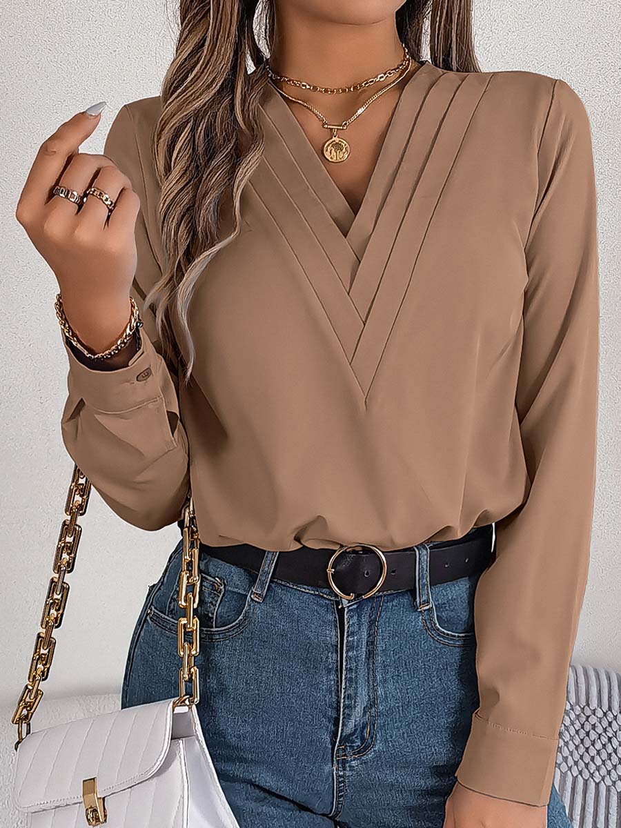 Women's V-neck Long-sleeve Shirt