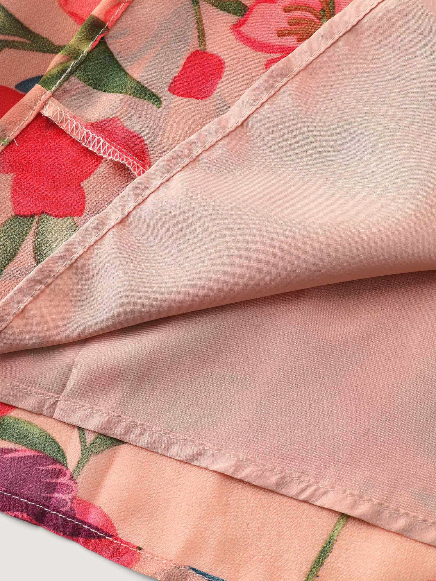 Romantic Floral Print Ruffled Edge Maxi Dress