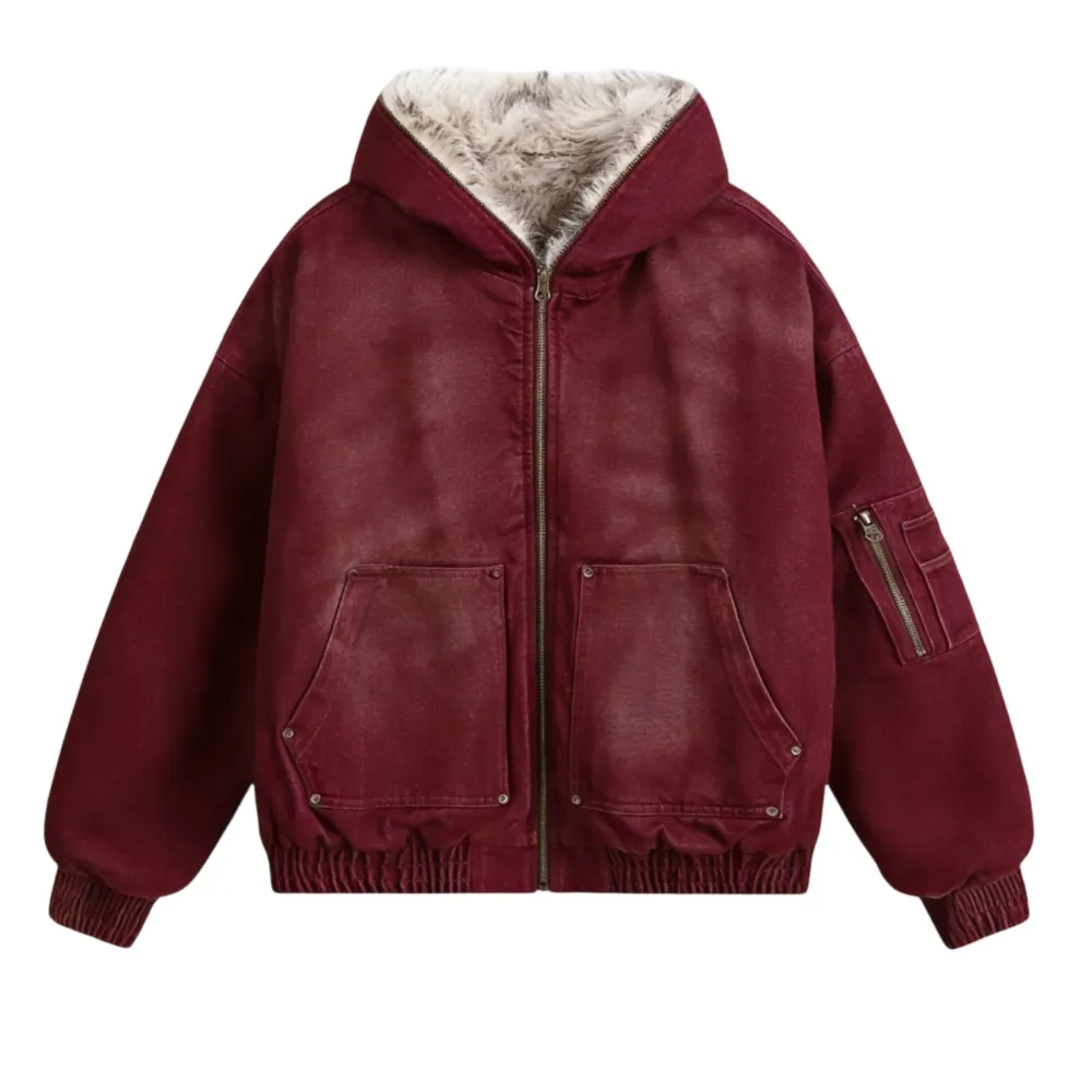 Hooded Zippered Flight Jacket