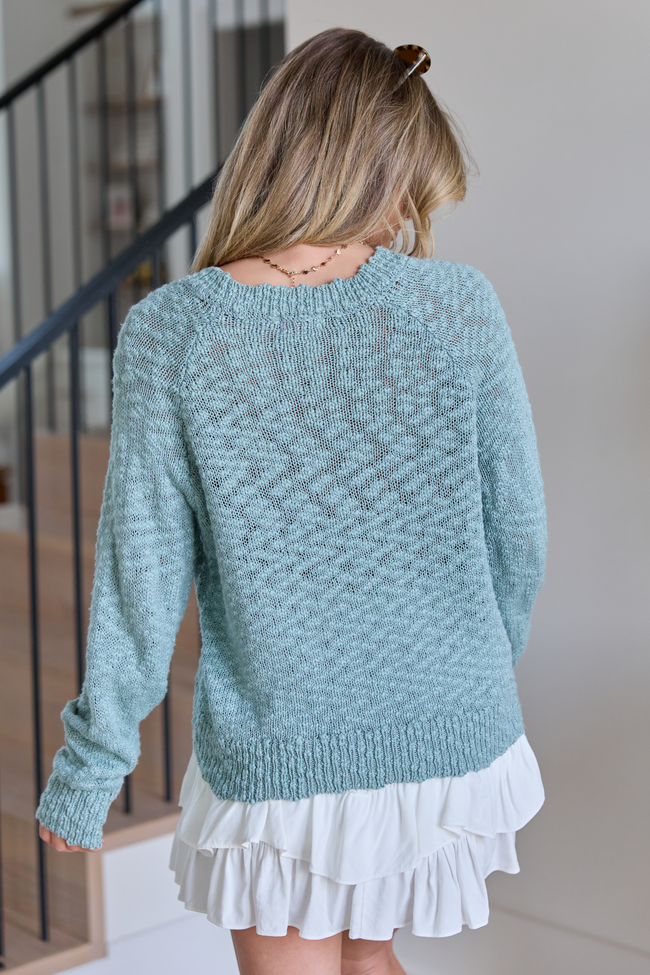 Sterling Teal Slub Crewneck Sweater