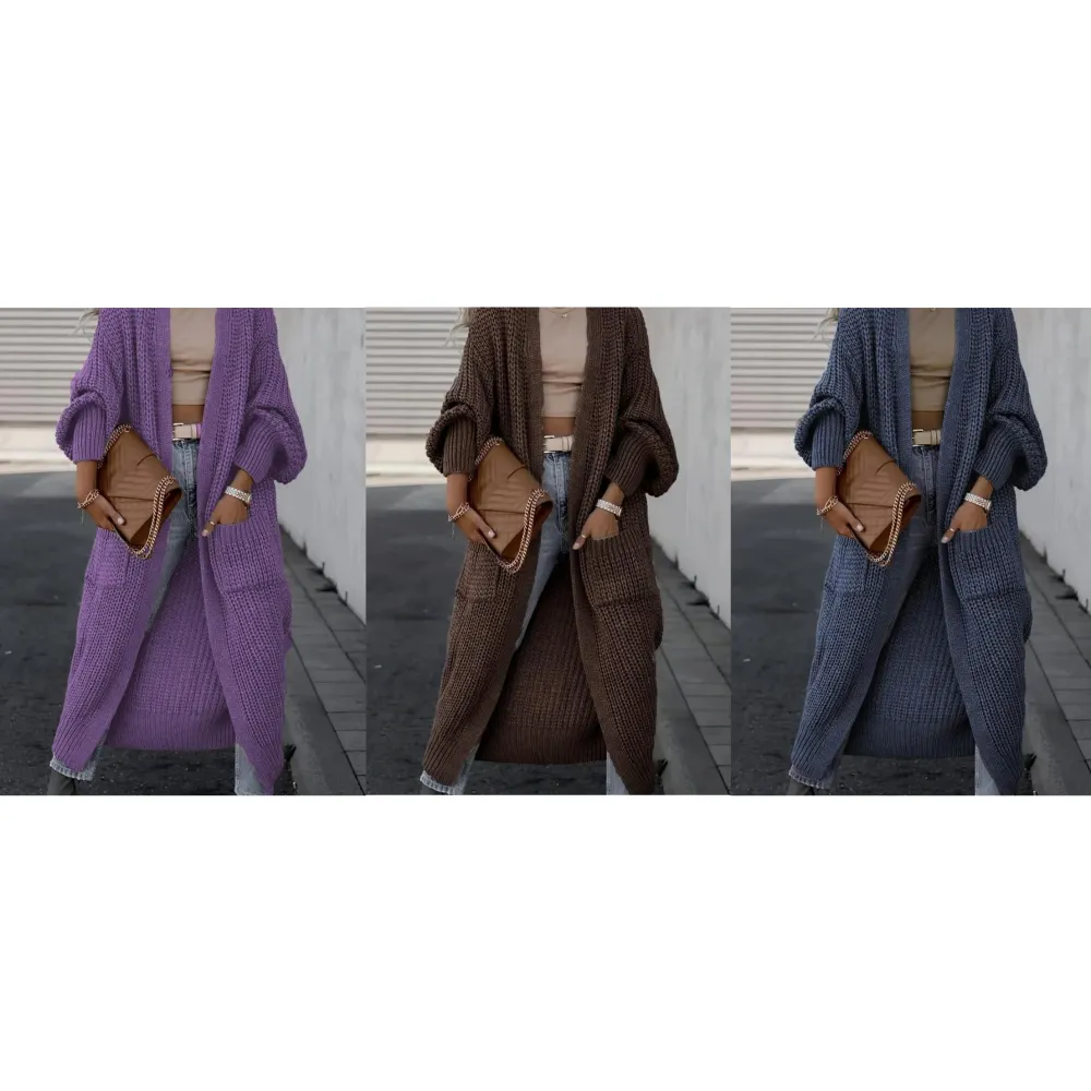 Women's Solid Drop Shoulder Long Cardigan