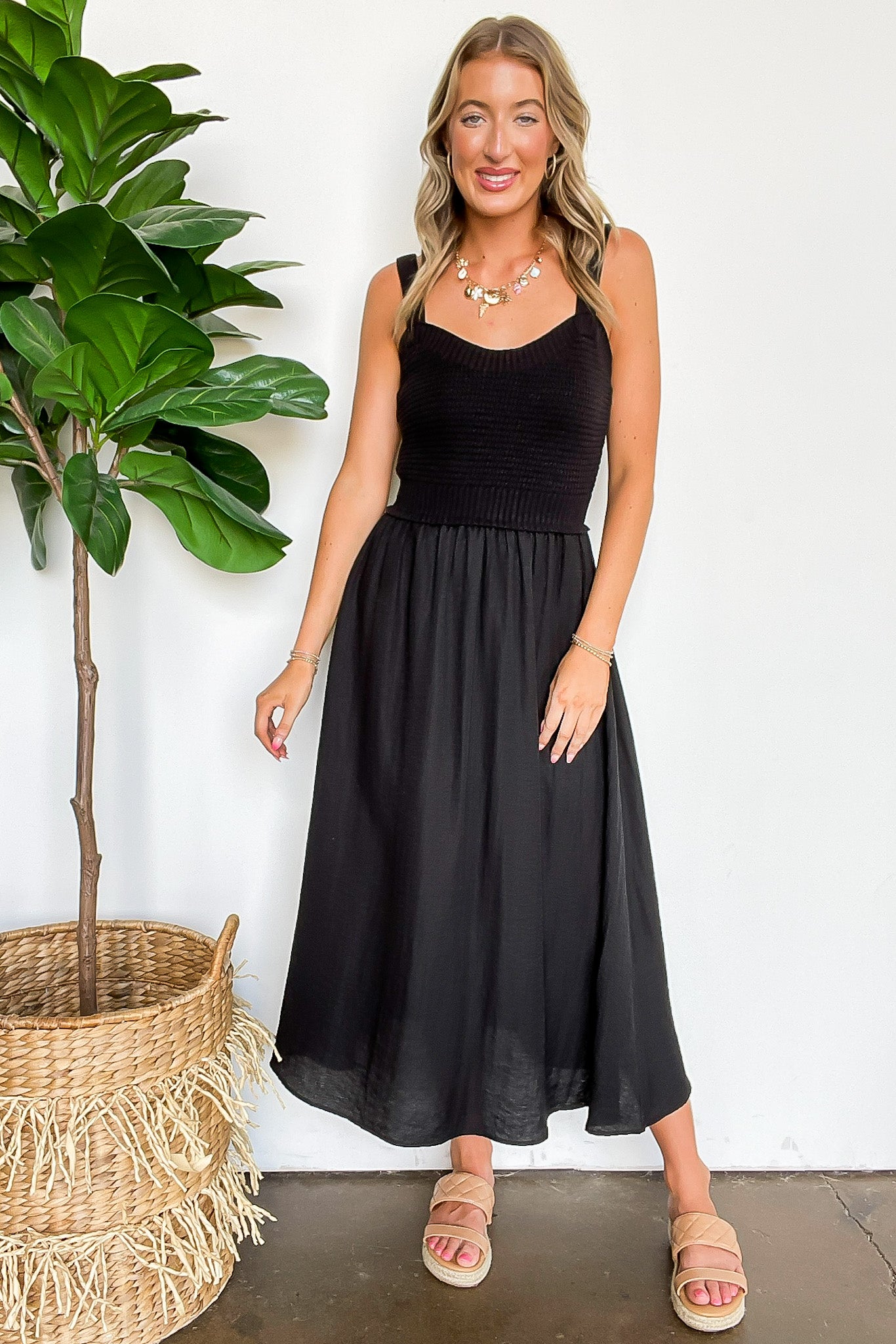 Sweater Knit Top Midi Dress